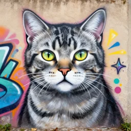 cat, graffiti art