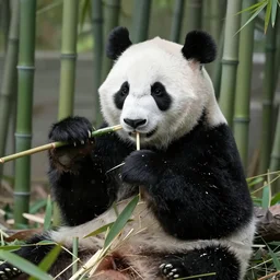 a monk panda in the middle of the bamboos