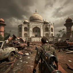 new delhi, india in ruins post - nuclear war in fallout 4, in game screenshot