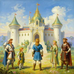 hyrule palace scene painted in orientalist style, legend of zelda, painting by jean - leon gerome, otto pilny, adrien henri tanoux, giulio rosati, orientalism
