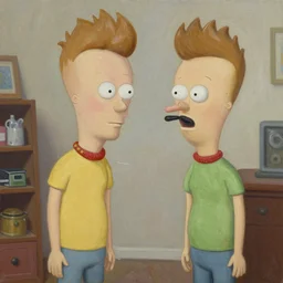 A beautiful, highly detailed, very realistic oil painting of beavis and butthead oil painting by Afremov.