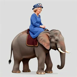 the queen of england riding an elephant