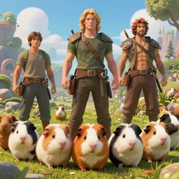 ultra realistic cute guineapigs everywhere, by simon stalenhag, frank frazetta, greg rutkowski, beeple, yoko taro, christian macnevin, wlop and krenz cushart, epic fantasy character art, volumetric outdoor lighting, midday, high fantasy, cgsociety, cheerful colours, full length, exquisite detail, post - processing, masterpiece, cinematic