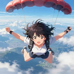 anime girl parachuting