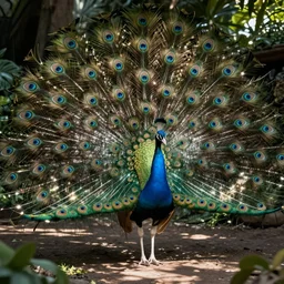 a beautiful peacock in a garden by roger dean