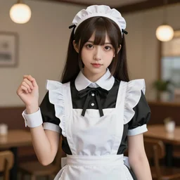 pretty, hot, conventionally attractive anime maid, hyperrealistic, unreal engine 4