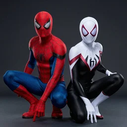 Spider-Man and Ghost-Spider ready pose, Marvel Cinematic Universe, live action
