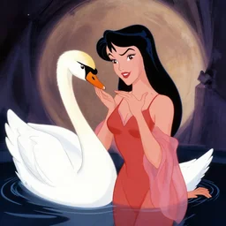 leda and the swan in the style of bruce timm