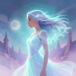side profile portrait, maya ali, wind mage, gloomhaven, luminescent, pastel colors, by greg manchess, huang guangjian, sachin teng, greg rutkowski, jesper ejsing, ilya kuvshinov