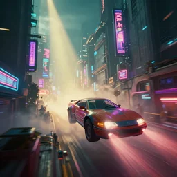 a 3 d rendered in unreal engine guatemalan cyberpunk city with flying cars with neon ads and signs with evocative dramatic mood with blade runner vibe with motion blur with depth of field with bloom with lightshaft with volumetric lights, fog, by jeremy mann, oscar winning graphics, photo realistic, bloom, imax, dynamic lighting, artstation,