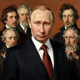 portrait ofputin blood dictator by petros afshar, rembrant, laurie greasley, jc leyendecker and singer sargent