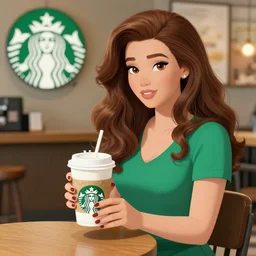 ariel getting a coffee at starbucks, hyper detailed, digital art