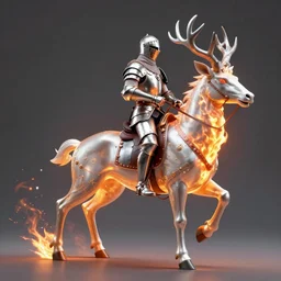 a knight riding a burning stag, artstation, jakub rozalski, high detail, dramatic lighting
