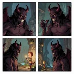 A Calvin and Hobbes comic strip panel about demons