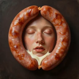 a face made of sausages, melting