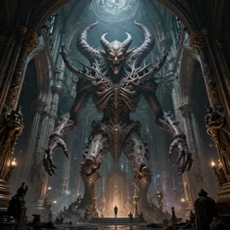 an evolution of evil, ornate cathedral interior, abstract, decay, giger textures, h. r. giger infinitely complex detail, by antoine wiertz and noah bradley, interstellar civilisation, the underground night life of occult city is booming, visually stunning, cinematic, ultra realistic, hyper realism, 1 2 k, epic, octane render, unreal engine, vfx, maya