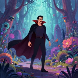 Vampire traveling through a beautiful psychedelic world, illustrated by Anato Finnstark, trending on artstation