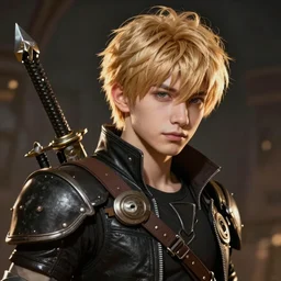 An epic fantasy comic book style portrait painting of a young blonde boy thief, unreal 5, DAZ, hyperrealistic, octane render, cosplay, RPG portrait, dynamic lighting -20
