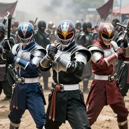 korean stars cosplay as tai warriors in crowded battlefield.