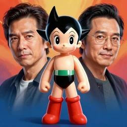 stylish caricature - 3 d vfx - drew struzan movie poster - art of astro boy, art style by james jean & hsiao - ron cheng, unreal engine render, digital illustration, sharp, intricate detail, volumetric lighting, ray tracing, soft light, colourful, claymation style, ernie barnes style, symmetry, acrylic on canvas, pinterest, artstation,