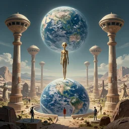 symmetry!! the ancient anunaki looked down upon earth, ancient astronauts, surreal landscape, very detailed, perfect composition, perfect lighting, 4 k, trending on artstation, greg rutkowski, derek zabrocki, jacques - laurent agasse, tim white, artgerm