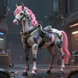 full body character, pink hair horse, cyberpunk intricate streetwear, dystopian, trending on artstation, beautiful, intricate complexity, digital painting, anime, disney, pixar, 8 k, hd, dof, kodak film, volumetric lighting, subsurface scattering, photorealistic, octane render, extreme details