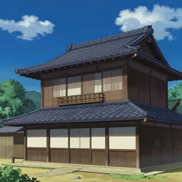 An old traditional Japanese house by masashi kishimoto, a bright night sky