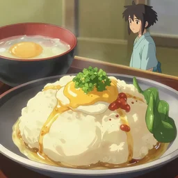 close - up of a delicious japanese meal, key visual, a fantasy digital painting by makoto shinkai and james gurney, trending on artstation, highly detailed