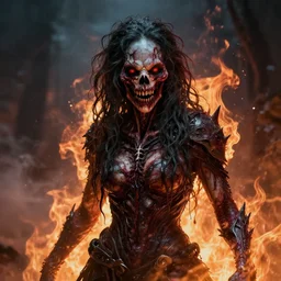 🌊 🔥, photorealistic fantasy portrait, artstation, hyper detailed, horror.