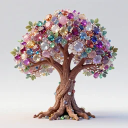 a tree made of gemstones, artstation, nature art