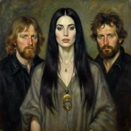 portrait of a female nastassia kinski shaman goddess wizard, oil on canvas, by jeffrey catherine jones and denis sarazhin and mucha