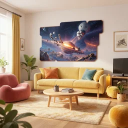 photographic view inside a small comfortable apartment on the star wars planet coruscant, beautiful matte painting, unreal engine 5, 8 k, trending on artstation, greg rutkowski, bright lighting, photo real, plush colors