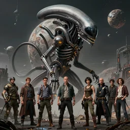 photo of steampunk xenomorph planet, Les Edwards, Zdzislaw Beksinski, Carl Gustav Carus, John Harris, Michal Karcz, Zhang Kechun, Mikko Lagerstedt, Scott Listfield, Steven Outram, Jessica Rossier.