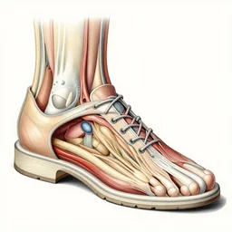 educational and detailed anatomical illustration of a shoe