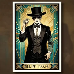 dork person in art deco style, poster