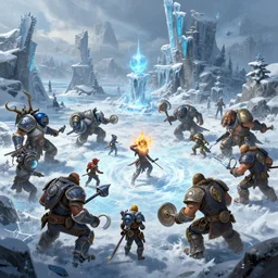 an ice swamp boss battle fantasy artwork epic detailed and intricate digital painting trending on artstation by wlop octane render