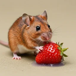 Mouse pooping a strawberry