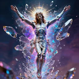 impressive electric fantasy cinematic fine portrait photo of a jesus christ cyborg implant shattered crystal shard volumetric dynamic fluid simulation lighting impressive masterpiece hyper ultra detailed intricate sharp focus 8 k realistic illustration canon eos r 3 fujifilm x - t 3 0 sony alpha, by james gurney tooth wu artgerm colorful!!!, trending on artstation behance cgsociety stunning closeup macro