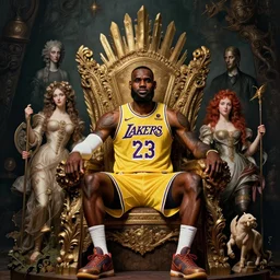 lebron james is sitting on the throne of purity | highly detailed matte painting, hyperrealistic, very intrincate | cinematic lighting, award - winning | by rachel ruysch, giger, beksinski and bocklin | by austin osman spare and william blake, trending on artstation, cgsociety, official art, octane.