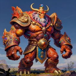 A psychedelic goliath warrior rust monster, vibrant color scheme, highly detailed, in the style of romanticism, cinematic, artstation, Moebius, Greg rutkowski