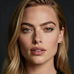 realistic detailed face portrait, Margot Robbie,