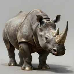 portrait of a assam rhino, sci - fi armour, muscular! cyberpunk, intricate, elegant, highly detailed, digital painting, artstation, concept art, sharp focus, illustration, art by artgerm and greg rutkowski and alphonse mucha