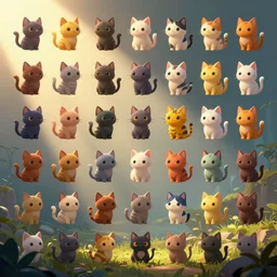 variety of cute cats spritesheet game asset vector art, smooth style beeple, by thomas kinkade hearstone league of legends dofus overwatch