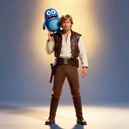 colorful full body shot of luke skywalker carrying gizmo in his shoulders, trending on artstation, trending on deviantart ,cinematic backlighting, 8k, symmetrical, correct proportions, hyper detail, studio disney