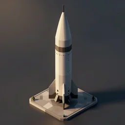 isometric low poly nuclear missile, architecture concept