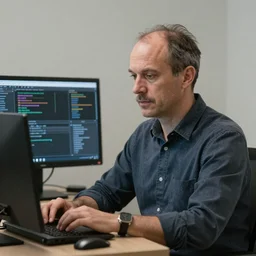 middle aged software developer with a receding hairline in a boob tube, trending on artstation, hyperrealism