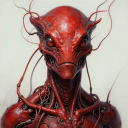 close up sci - fi horror machine simon stalenhag reptile robot eyes fused into massive wires, ruby skin, elegant, highly detailed, centered, digital painting, concept art, smooth, sharp focus, illustration, artgerm, tomasz alen kopera, peter mohrbacher, donato giancola, joseph christian leyendecker, wlop, frank frazetta