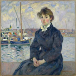 vlaardingen harbor, oil painting by seurat, monet, modigliani, renoir