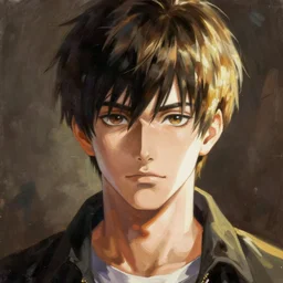 portrait of mob psycho, shigeo kageyama painted by greg rutkowski, wlop