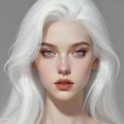 beautiful female face, white hair, by jeremy mann, by greg rutkowski, by noah bradley, digital painting
